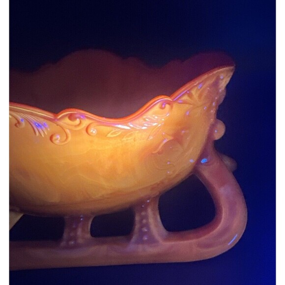 VTG Westmoreland Amberina Red Orange Slag Glass Open Sleigh 9” Glows - Picture 10 of 11